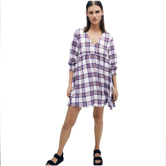 ZARA PLAID MINI DRESS - Picture 5 of 6